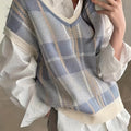 Marnie | Vintage'owy Kamizelka Sweter w Kratę