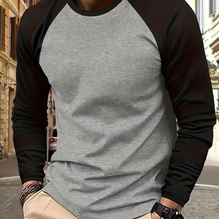 Trevor | Dwukolorowy T-shirt z Długim Rękawem