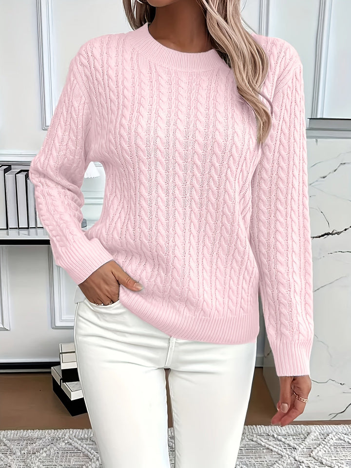Faye | Sweter z okrągłym dekoltem w splot kablowy