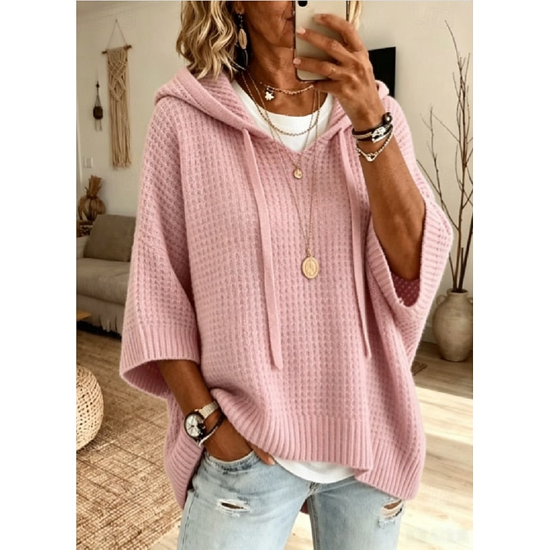 Carol | Luźna bluza z kapturem o fakturze wafla