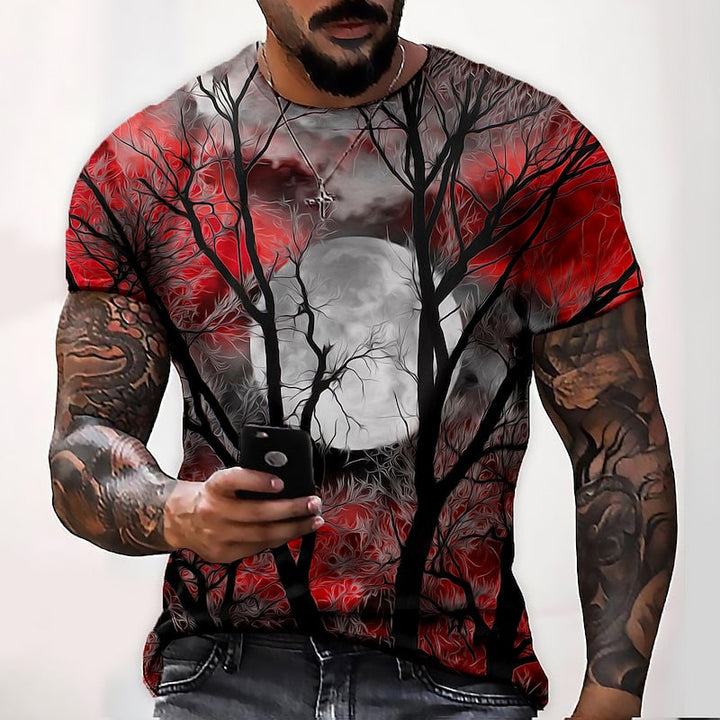 Jonah | Koszulka z grafiką Księżyca na Halloween z okrągłym dekoltem