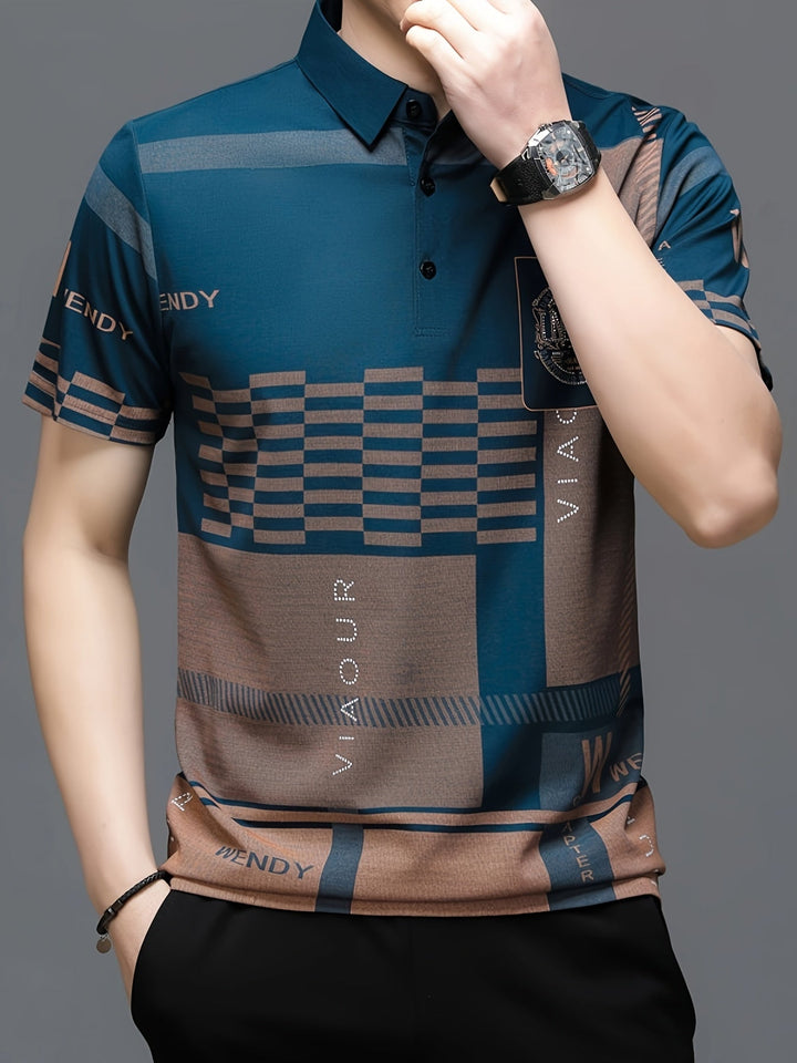 Nathaniel | Elegancka koszulka polo w kolorowe bloki