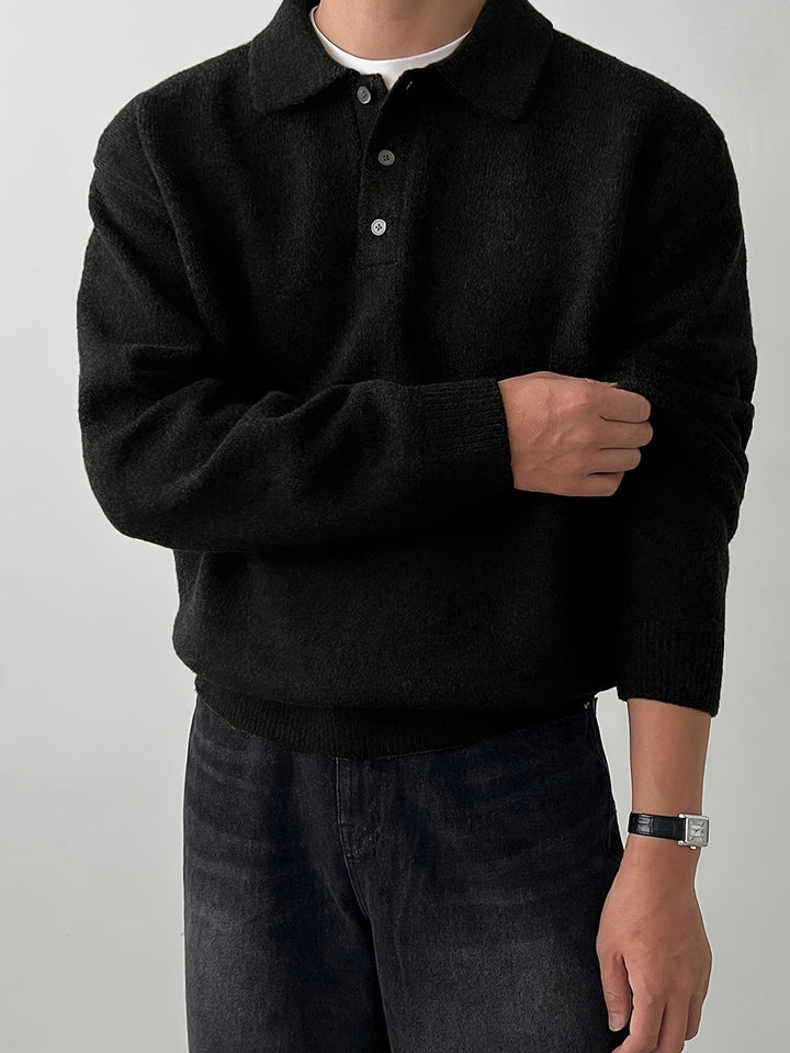 Landon | Wyrafinowany Sweter z Kołnierzykiem Polo