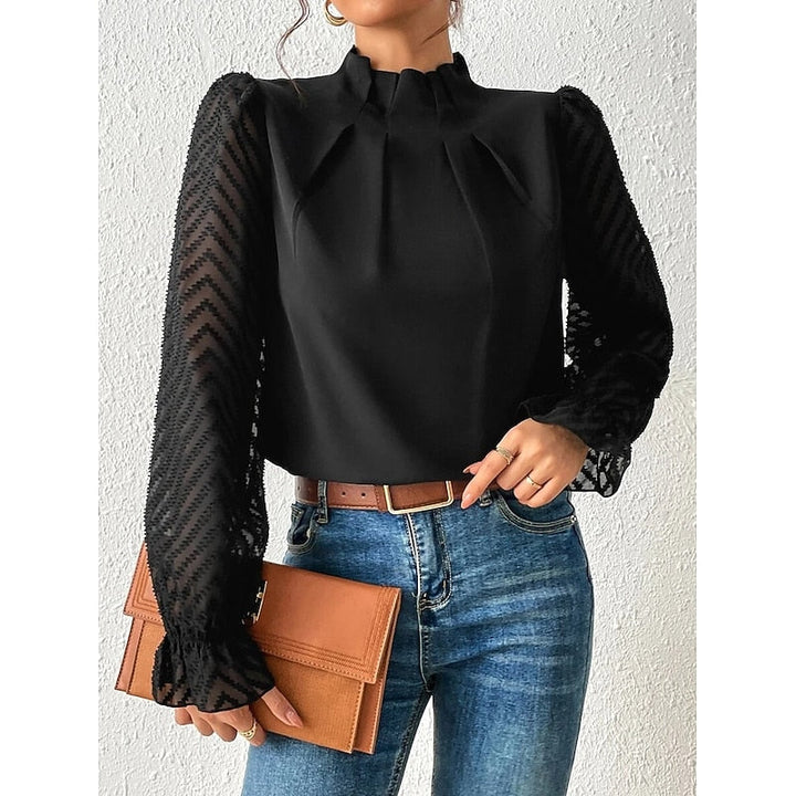 Elspeth | Elegancka Bluzka z Wysokim Kołnierzem