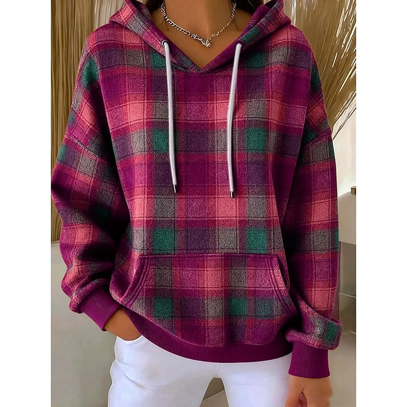 Sadie | Przytulna Kapturowa Bluza w Kratę