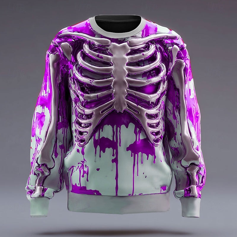 Rory | Halloweenowy Sweter z Okrągłym Dekoltem w Kształcie Czaszki