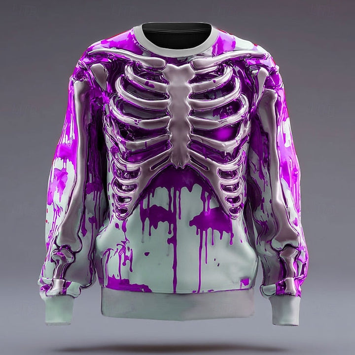 Rory | Halloweenowy Sweter z Okrągłym Dekoltem w Kształcie Czaszki