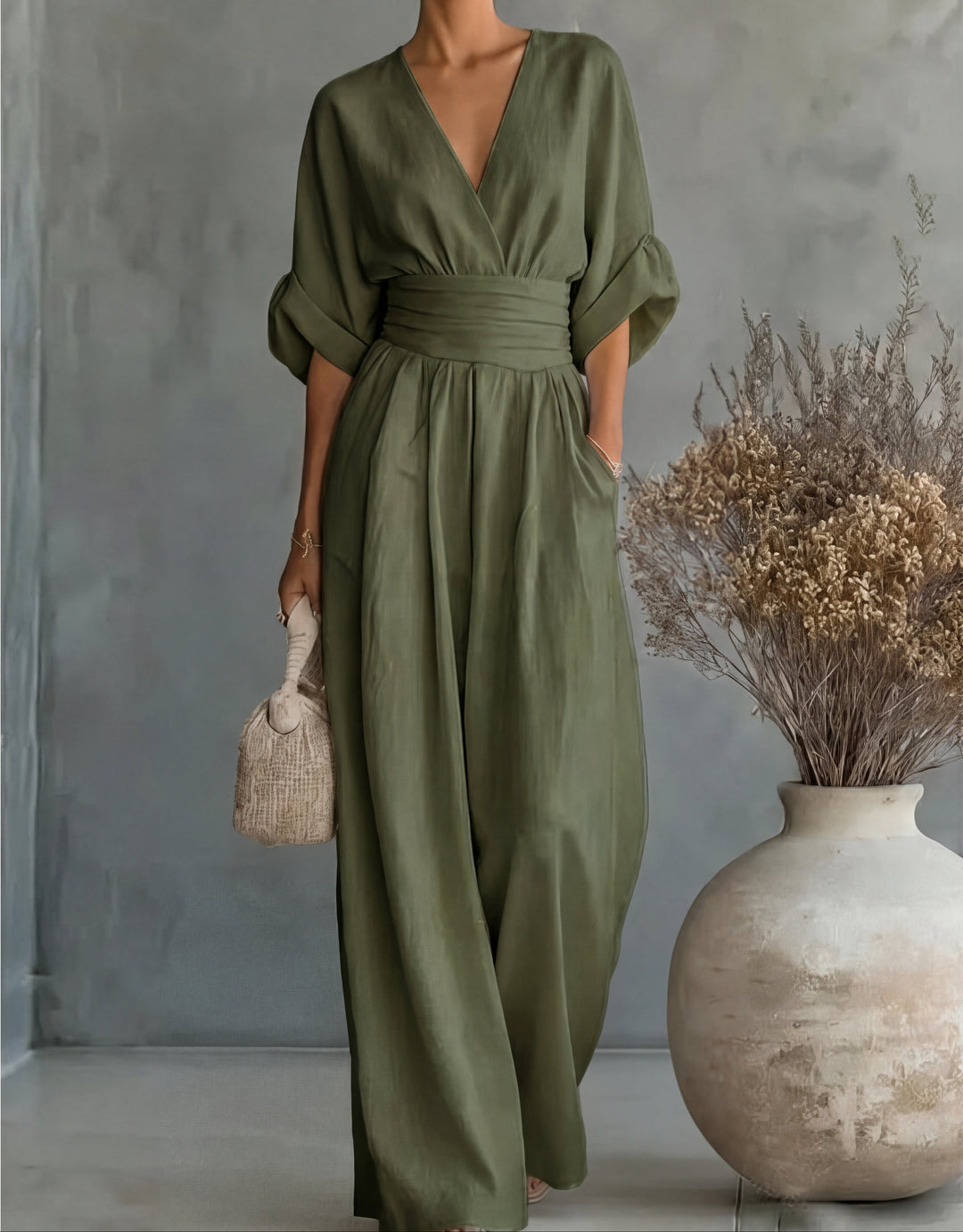 Genevieve | Elegancki Kombinezon z Szerokimi Nogawkami