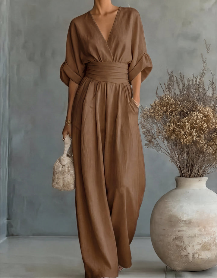 Genevieve | Elegancki Kombinezon z Szerokimi Nogawkami