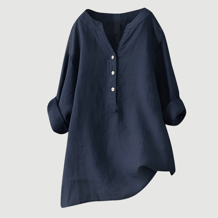Carina | Elegancka koszula z dekoltem w serek i guzikami