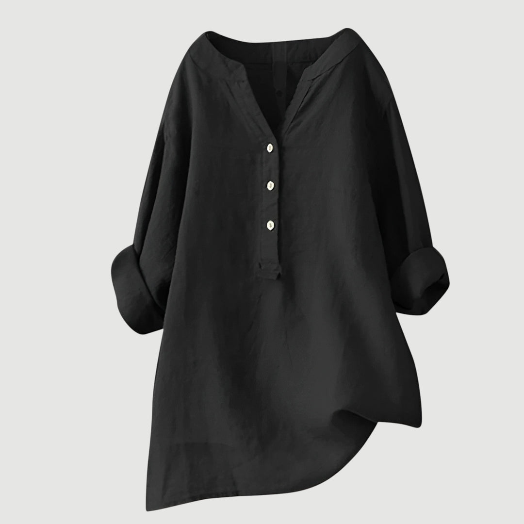 Carina | Elegancka koszula z dekoltem w serek i guzikami