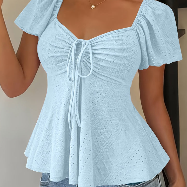 Josephine | Bluzka z Peplum i Rękawami w Stylu Flutter