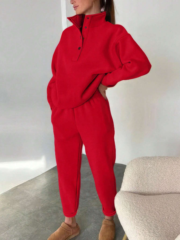Pola | Polarowy komplet oversize: bluza ze stójką i joggery
