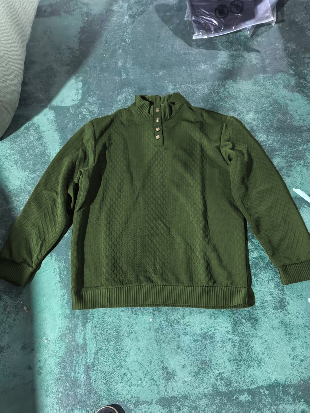 Ronan | Sweter Henley z Stojącym Kołnierzem i Guzikami