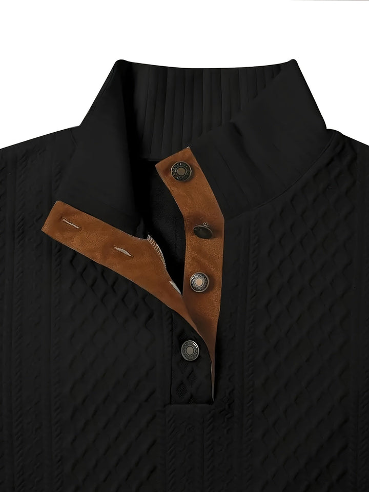Ronan | Sweter Henley z Stojącym Kołnierzem i Guzikami