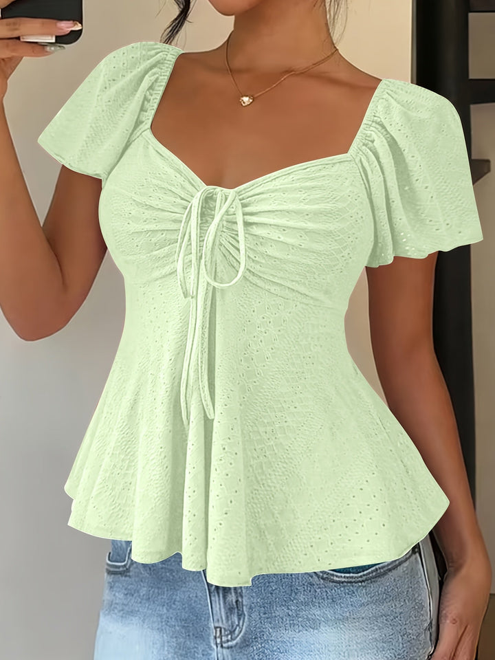 Josephine | Bluzka z Peplum i Rękawami w Stylu Flutter