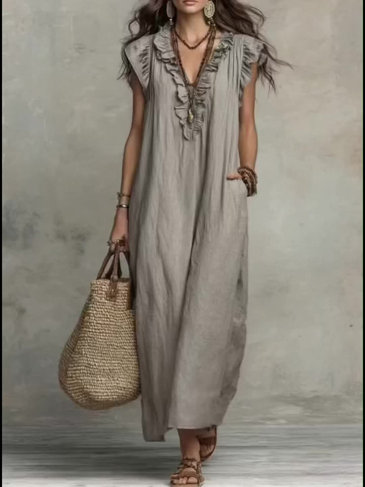 Marisol | Boho Maxi Sukienka z Falbanami