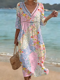 Mindy | Stylowa Sukienka Kwiatowa w Patchwork