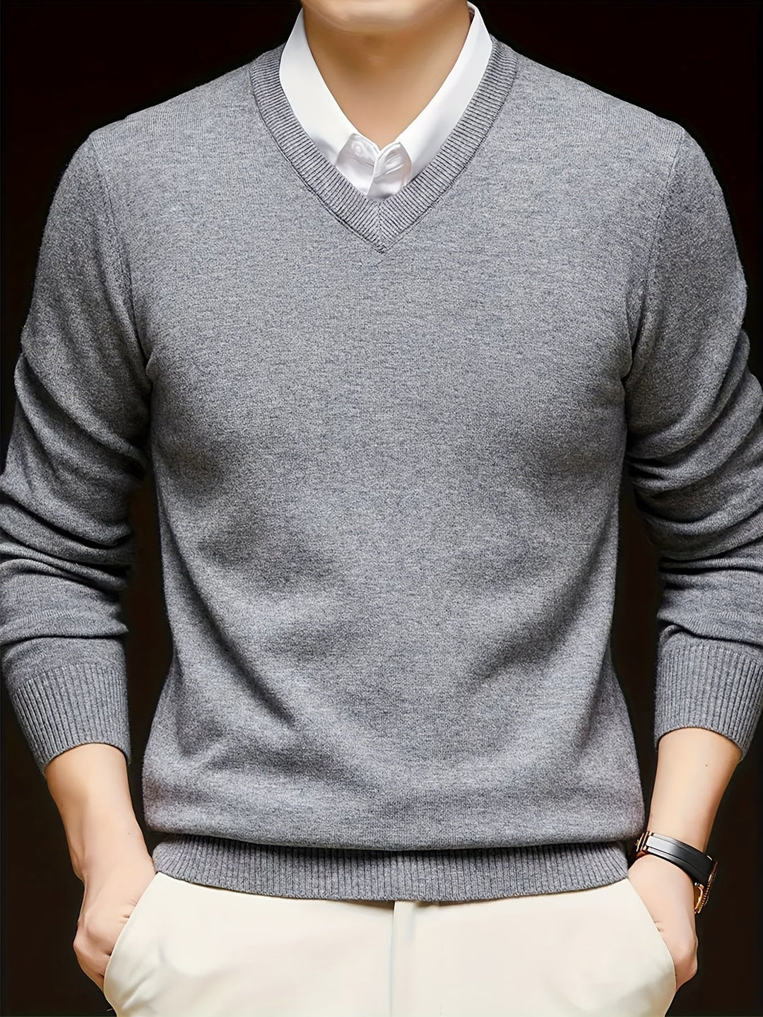 Hugh | Elegancki sweter w serek