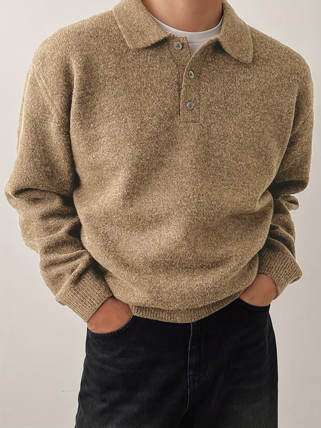 Landon | Wyrafinowany Sweter z Kołnierzykiem Polo