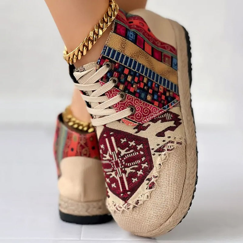 Talia | Boho Wzorzyste Sneakersy Wysokie