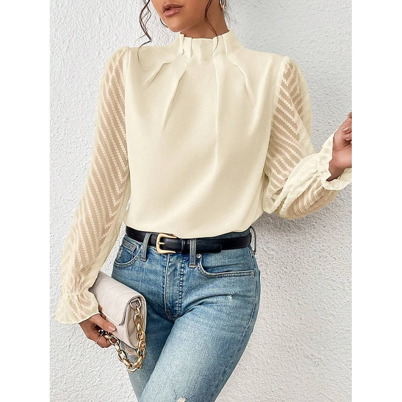 Elspeth | Elegancka Bluzka z Wysokim Kołnierzem