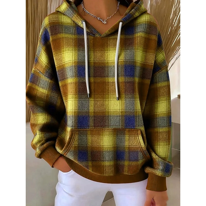 Sadie | Przytulna Kapturowa Bluza w Kratę
