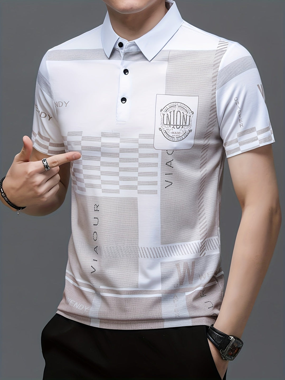 Nathaniel | Elegancka koszulka polo w kolorowe bloki