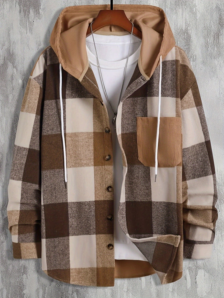 Barnaby | Kurtka overshirt z kapturem w kratę