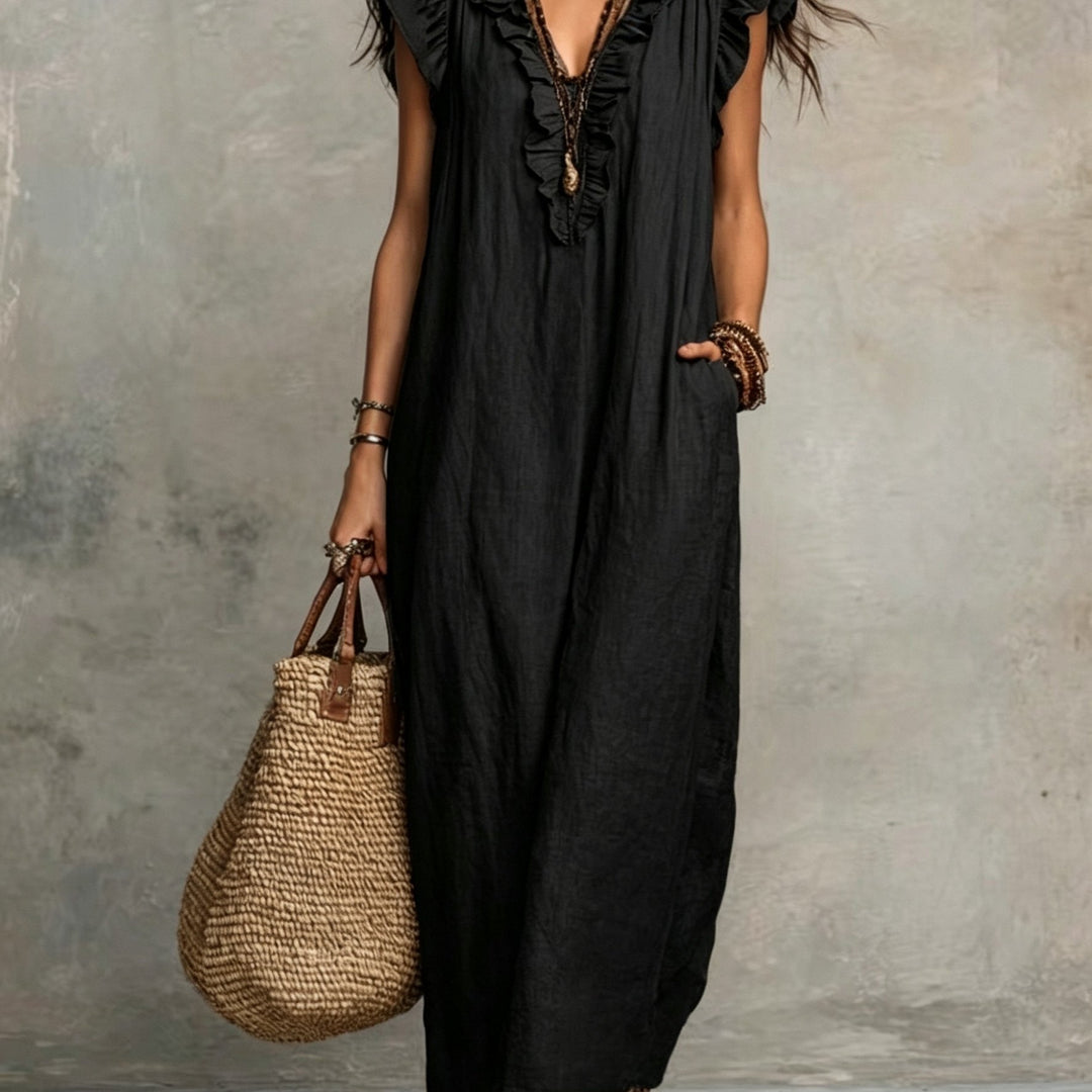 Marisol | Boho Maxi Sukienka z Falbanami
