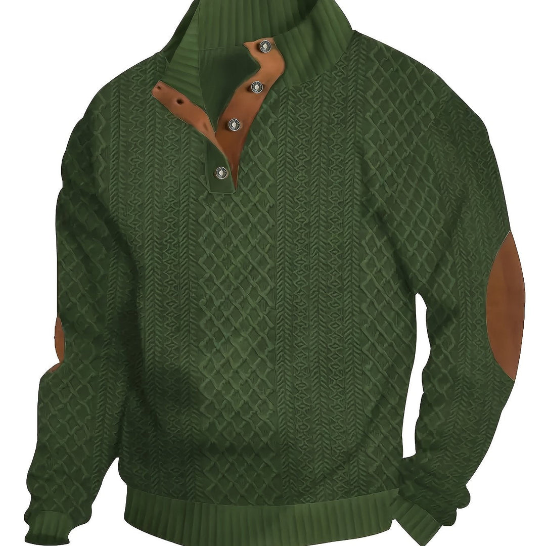Ronan | Sweter Henley z Stojącym Kołnierzem i Guzikami
