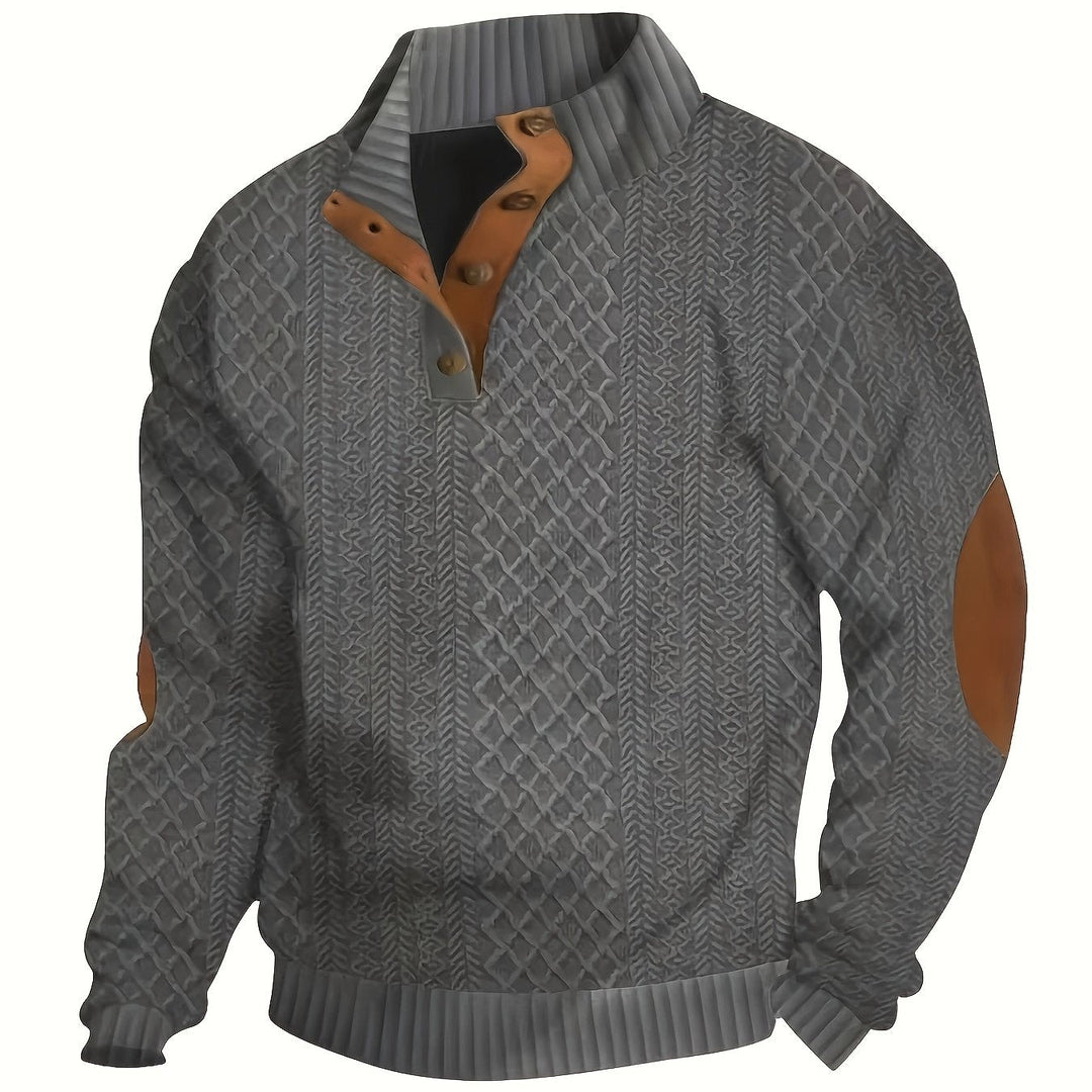 Ronan | Sweter Henley z Stojącym Kołnierzem i Guzikami