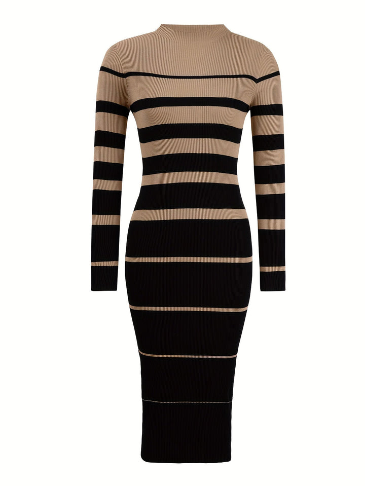 Farrah | Elegancka Sukienka Swetrowa w Paski
