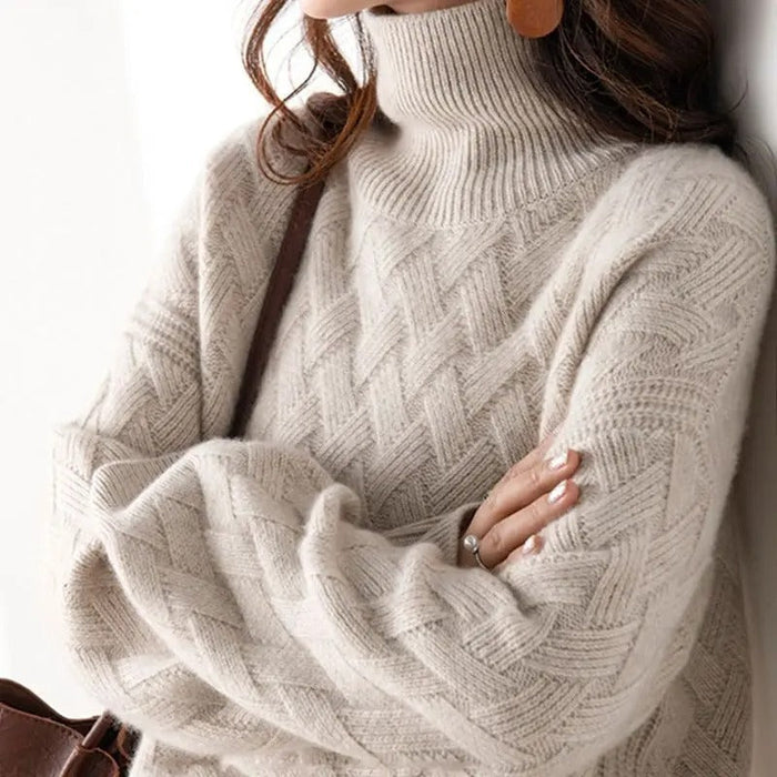 Damski Sweter z Golfem i Cable Knit dla Codziennych Stylizacji