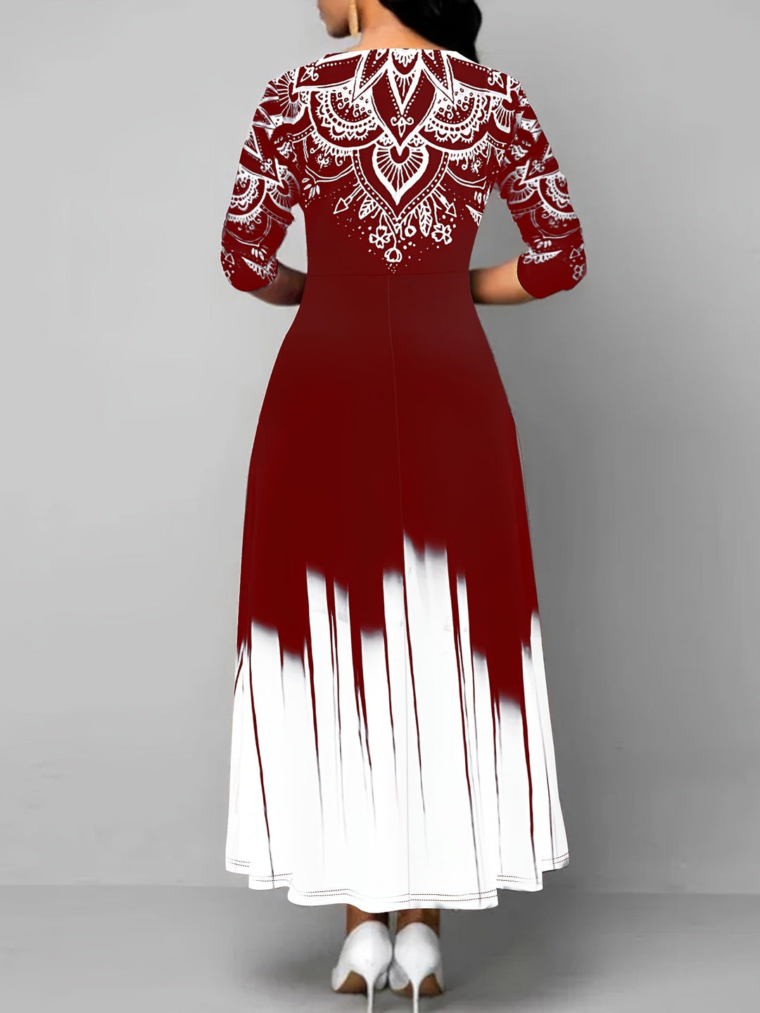 Nadia | Ornamentalny Print Flared Maxi Dress