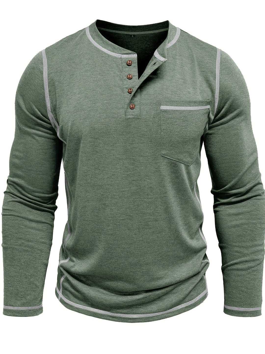 Reuben | Longsleeve Henley z Kontrastowym Szwem