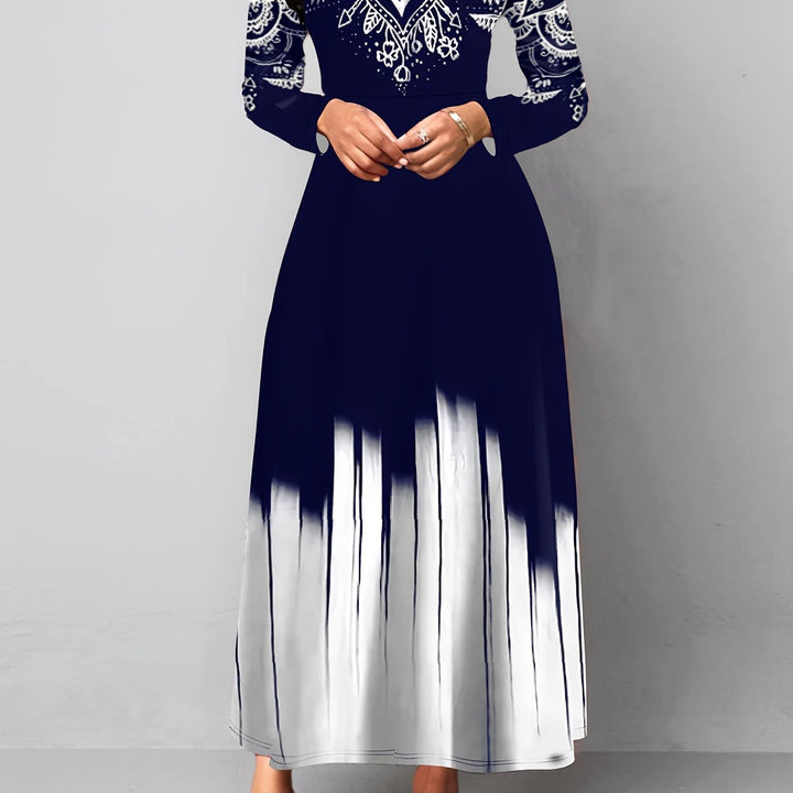 Nadia | Ornamentalny Print Flared Maxi Dress