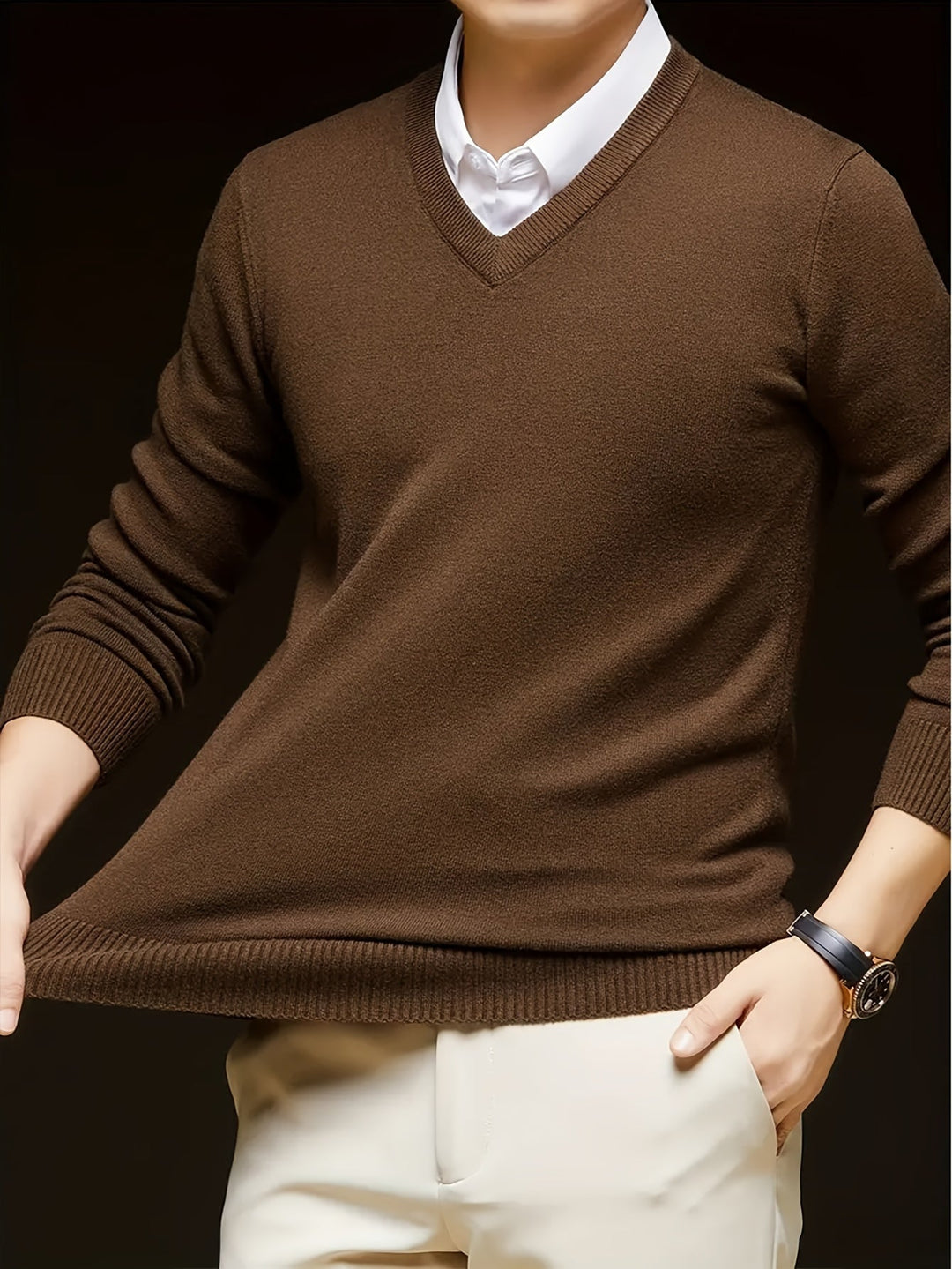 Hugh | Elegancki sweter w serek