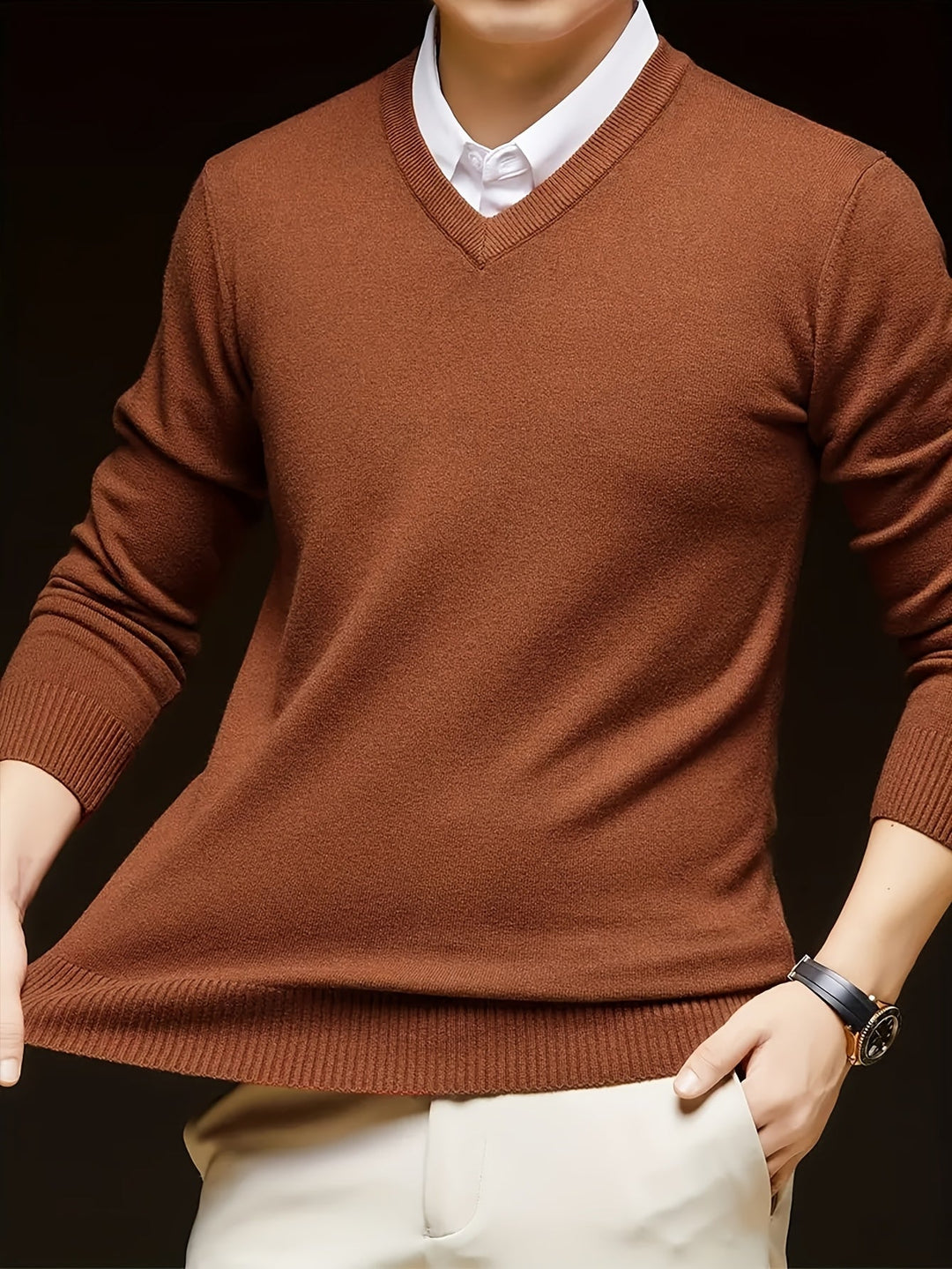 Hugh | Elegancki sweter w serek