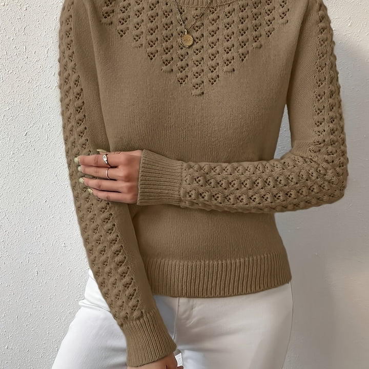 Aveline | Sweter z okrągłym dekoltem i wzorem ażurowym