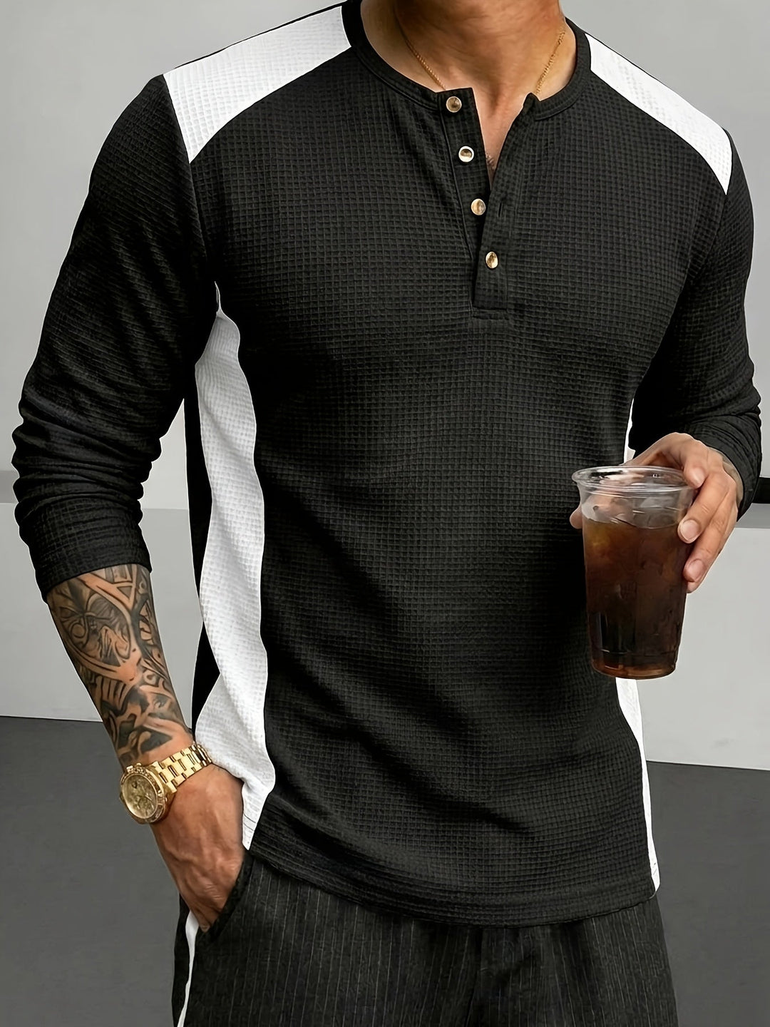 Curtis | Teksturowany longsleeve Henley