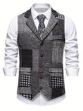 Trevor | Kamizelka Patchwork z Wzorem Herringbone