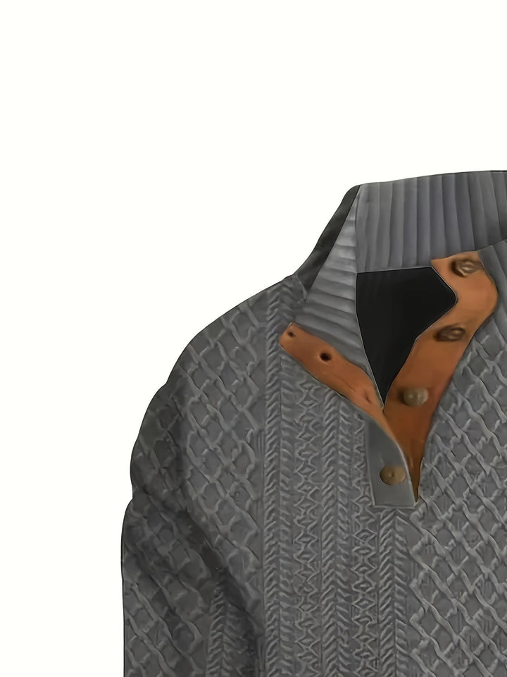 Ronan | Sweter Henley z Stojącym Kołnierzem i Guzikami
