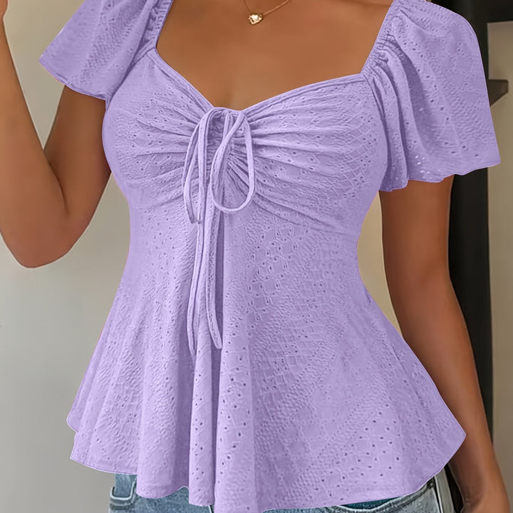 Josephine | Bluzka z Peplum i Rękawami w Stylu Flutter