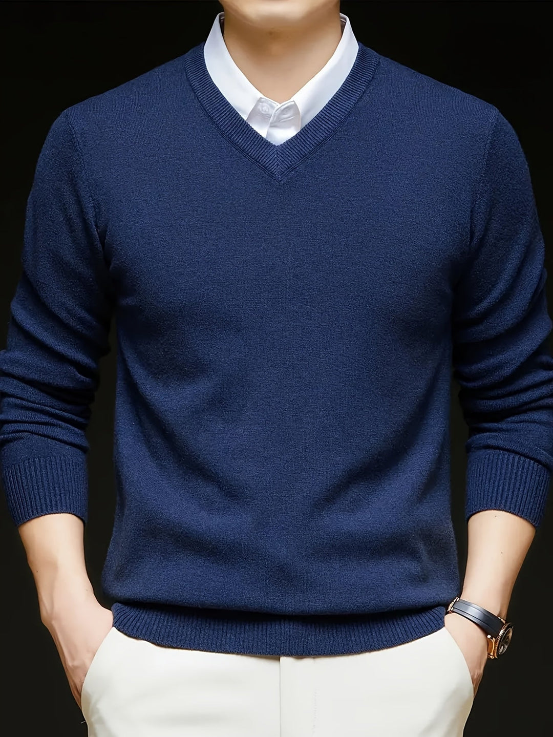Hugh | Elegancki sweter w serek