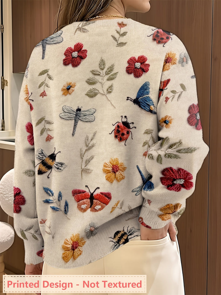 Elsie | Sweter z okrągłym dekoltem w kwiatowy wzór