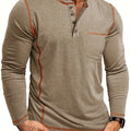 Reuben | Longsleeve Henley z Kontrastowym Szwem