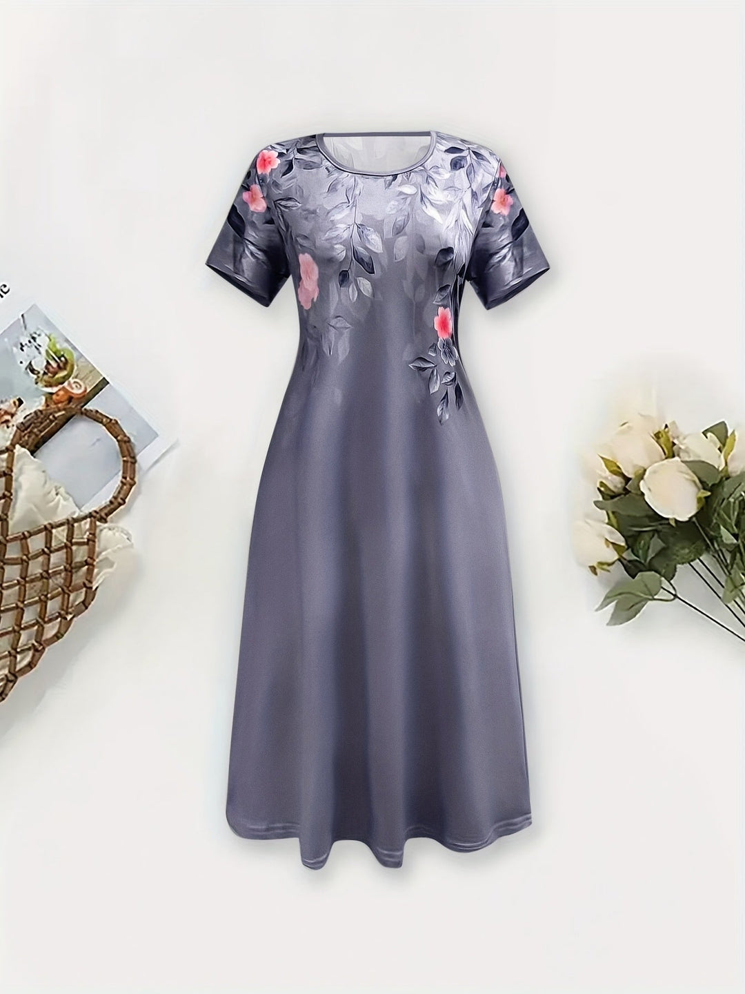 Marjorie | Elegancka Kwiatowa Sukienka A-Linie