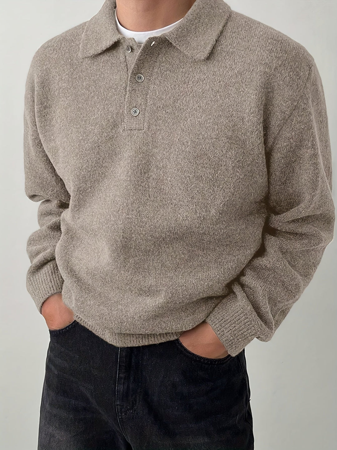 Landon | Wyrafinowany Sweter z Kołnierzykiem Polo