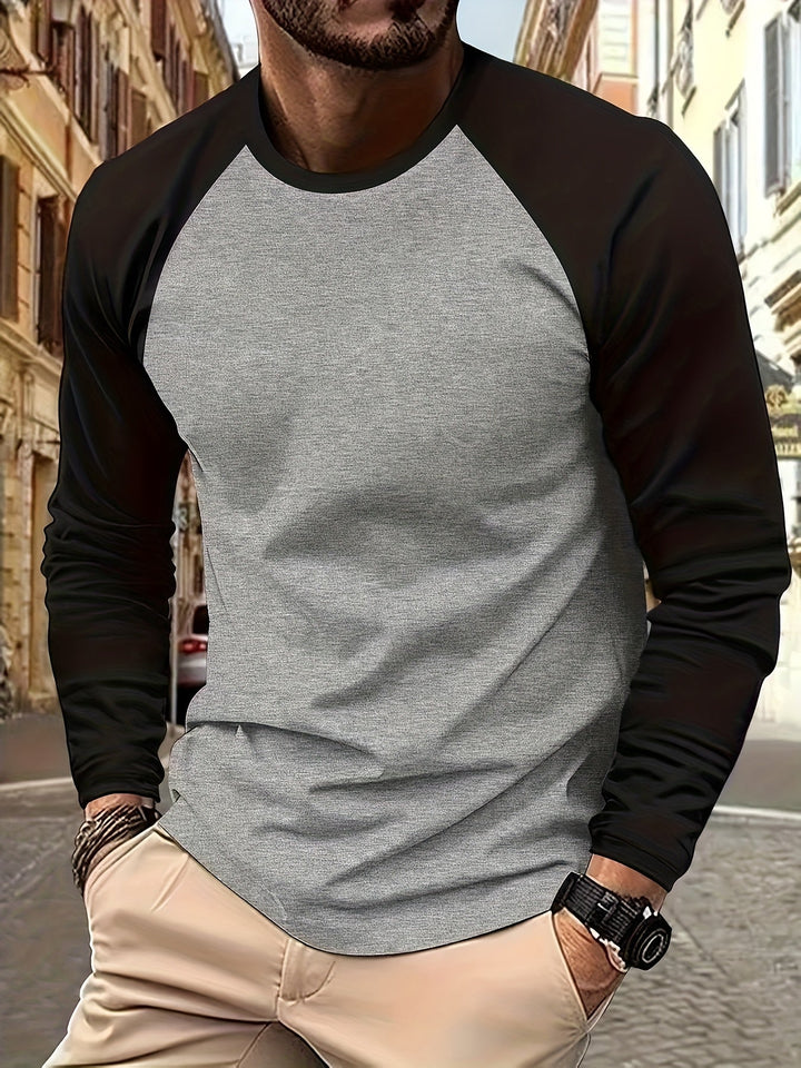 Trevor | Dwukolorowy T-shirt z Długim Rękawem